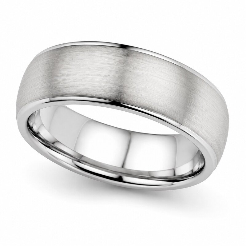 Unisex Silver Brushed Dome Band - side view view