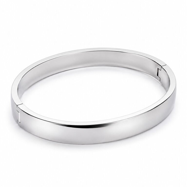 Polished stainless steel bangle front view