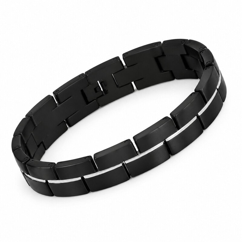 Black link bracelet 45 degree view
