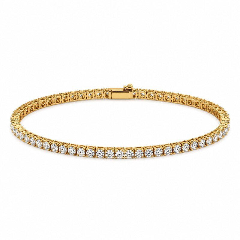 Women's gold 316L stainless steel tennis bracelet with clear round CZ stones