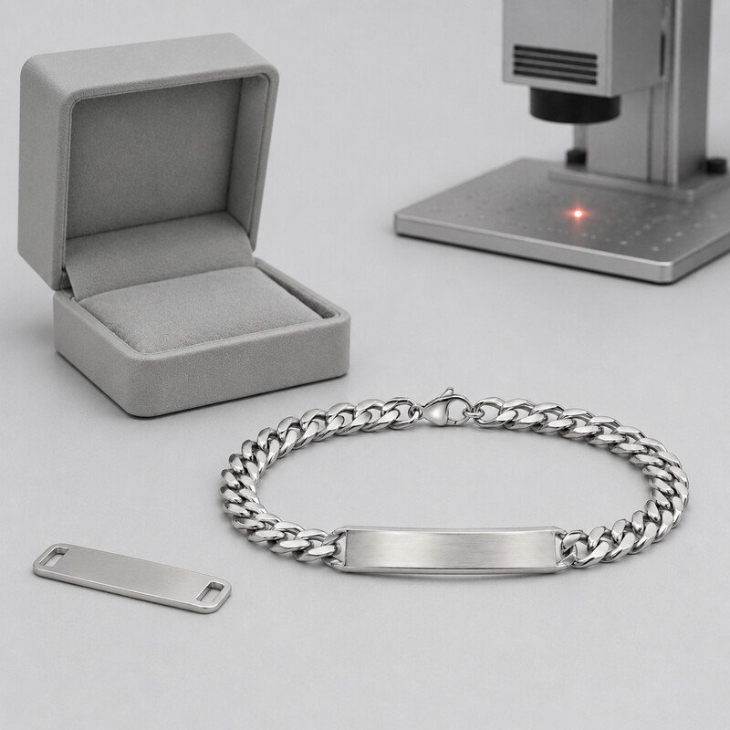 Custom laser engraved stainless steel ID bracelet OEM packaging presentation