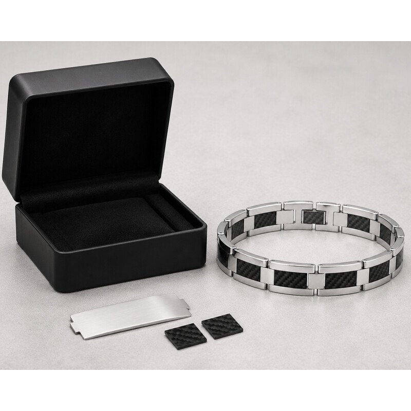 Custom carbon fiber stainless steel bracelet OEM packaging