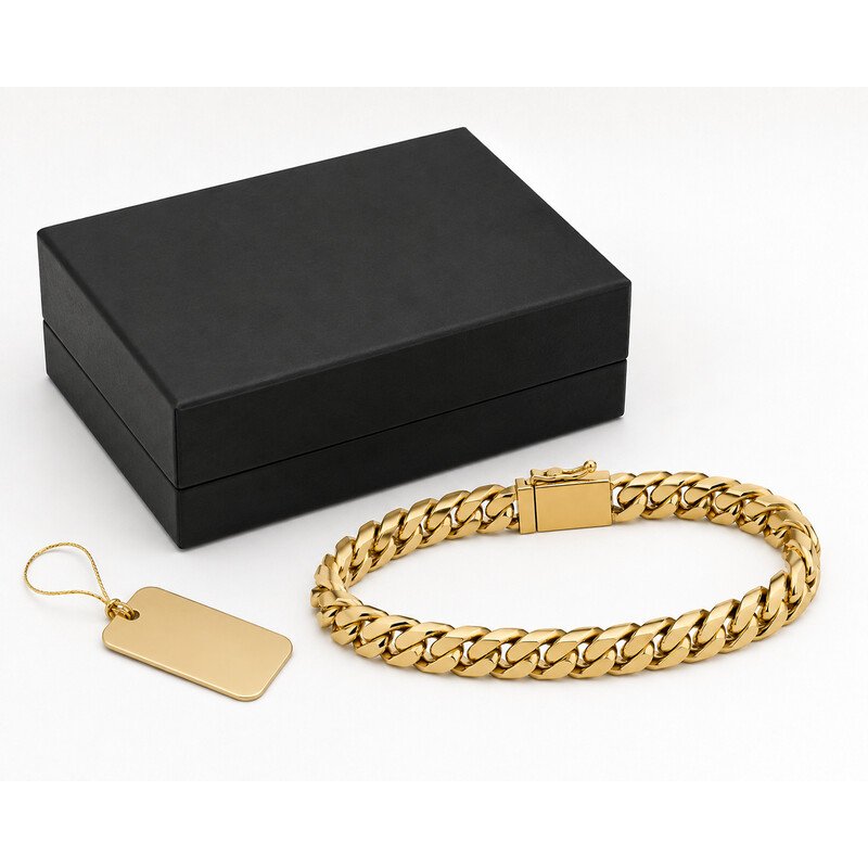 Custom gold curb chain bracelet OEM packaging
