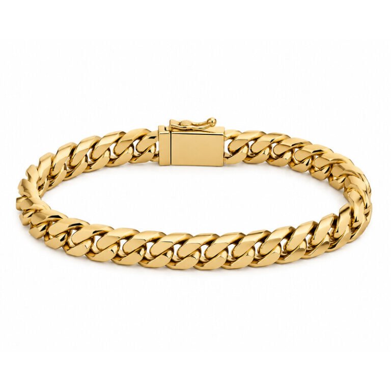 Gold stainless steel curb chain bracelet front view
