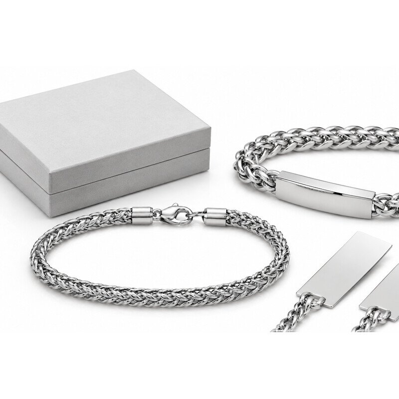 Custom stainless steel foxtail bracelet OEM packaging