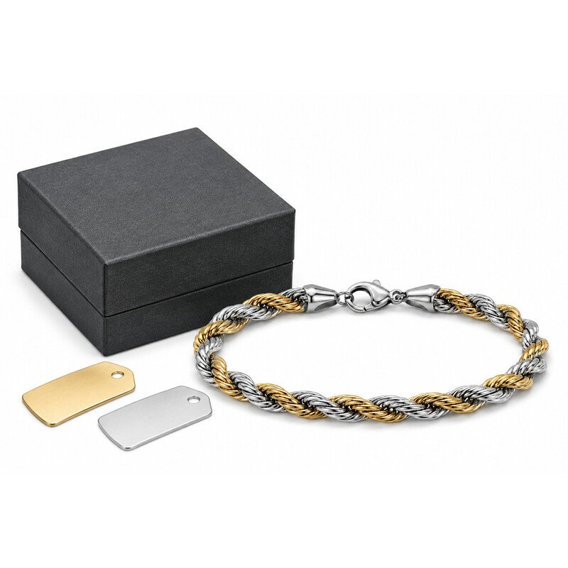 Custom two tone rope bracelet OEM packaging