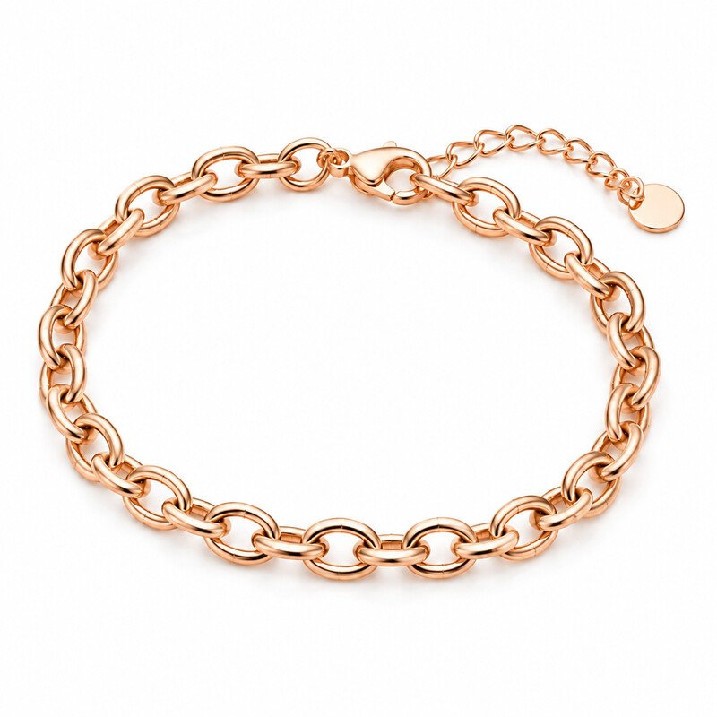 rose gold cable bracelet 45 degree view