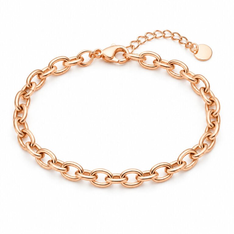 rose gold cable chain bracelet front view