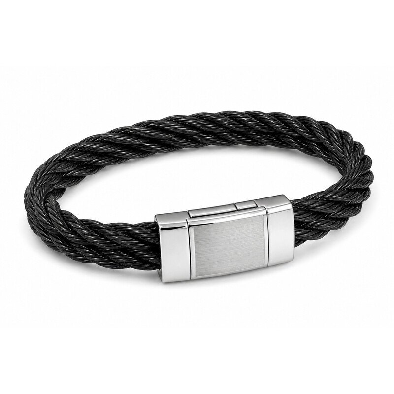 braided steel wire bracelet 45 degree view