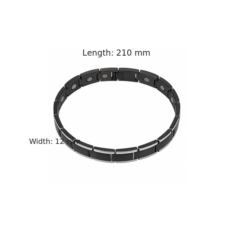 Black stainless steel magnetic bracelet size guide