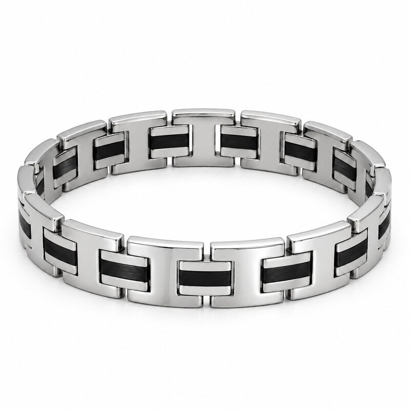 Stainless steel stretch bracelet 45 degree view