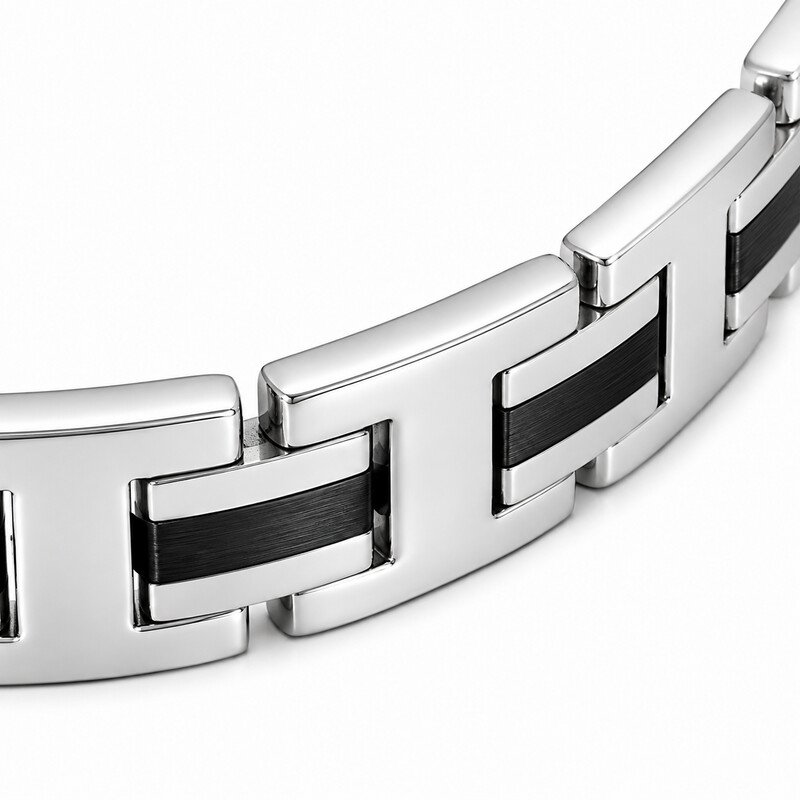 Stretch bracelet H link and black inlay detail