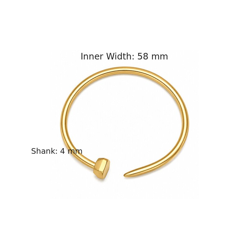 Gold stainless steel nail bracelet size guide