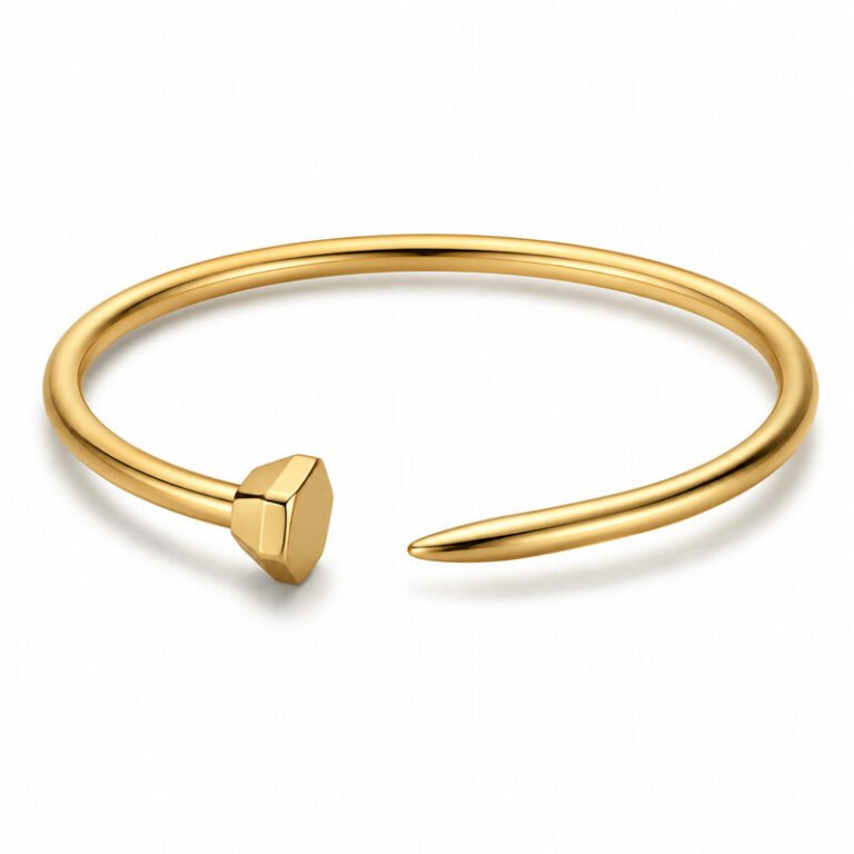 Gold stainless steel nail bracelet front view