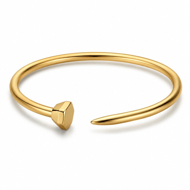 Gold stainless steel nail bracelet front view