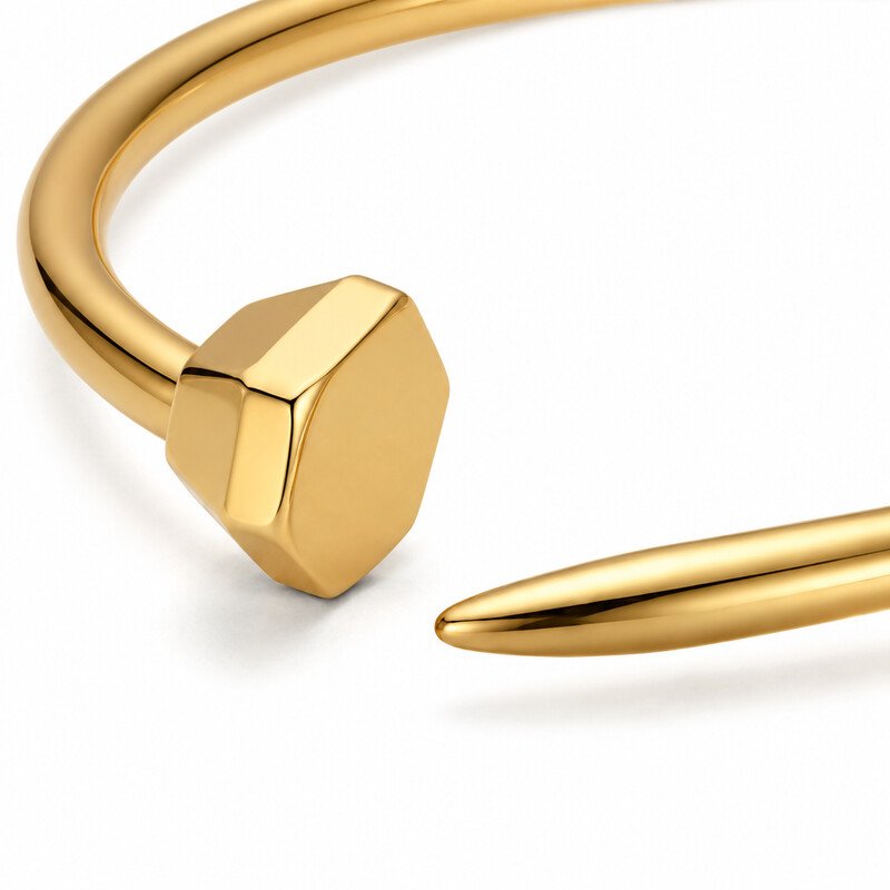 Nail bracelet geometric head and tapered tip detail