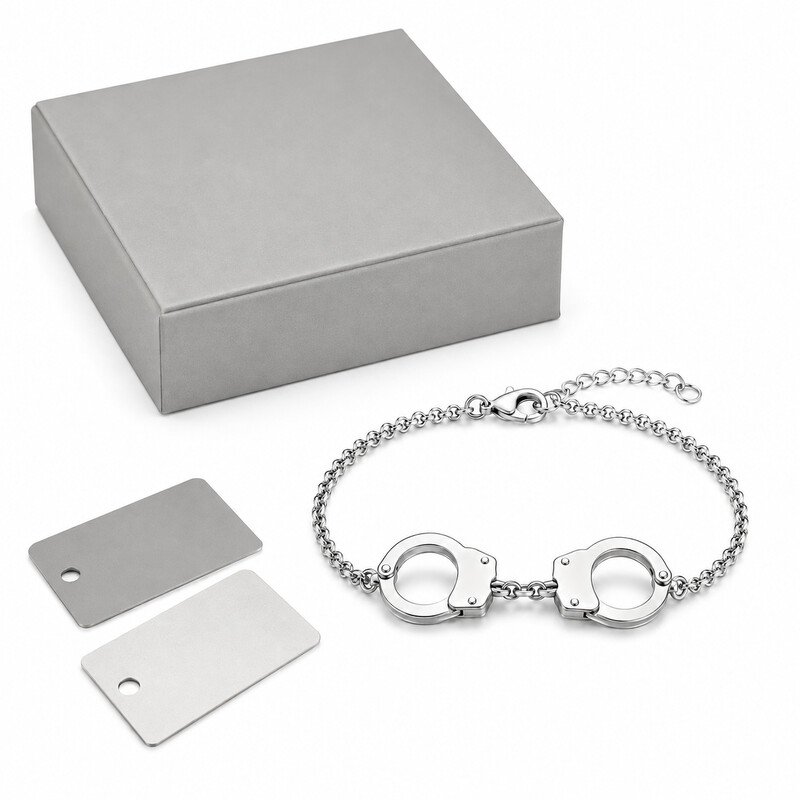 Custom handcuff motif bracelet OEM packaging