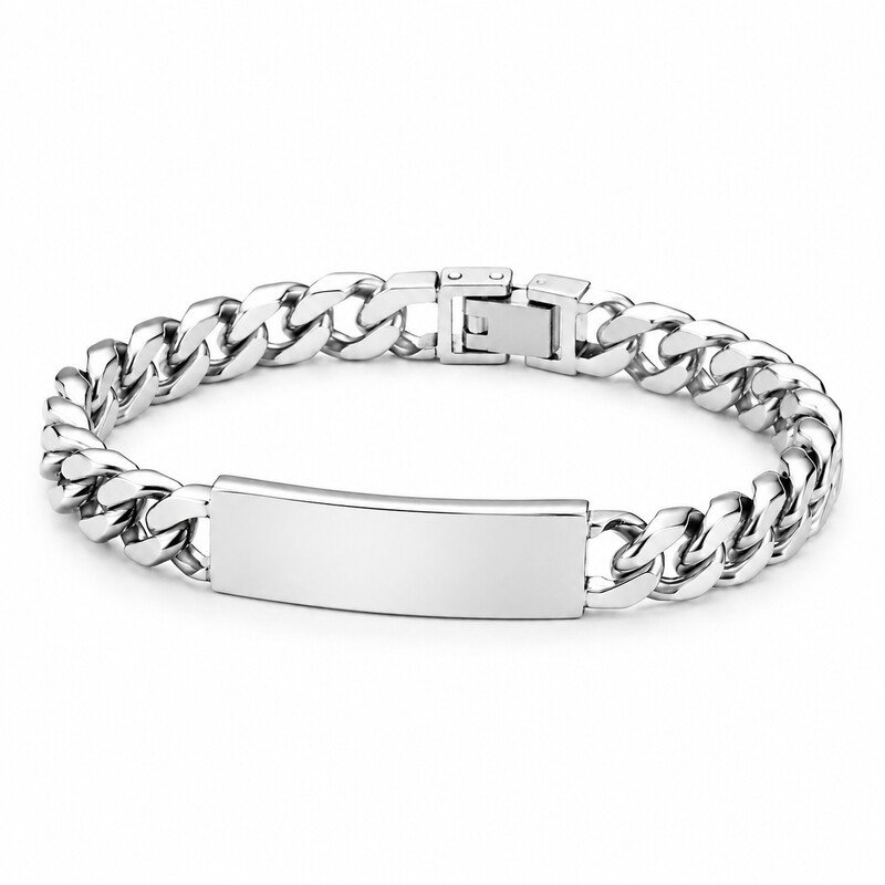Custom engraved ID bracelet 45 degree view