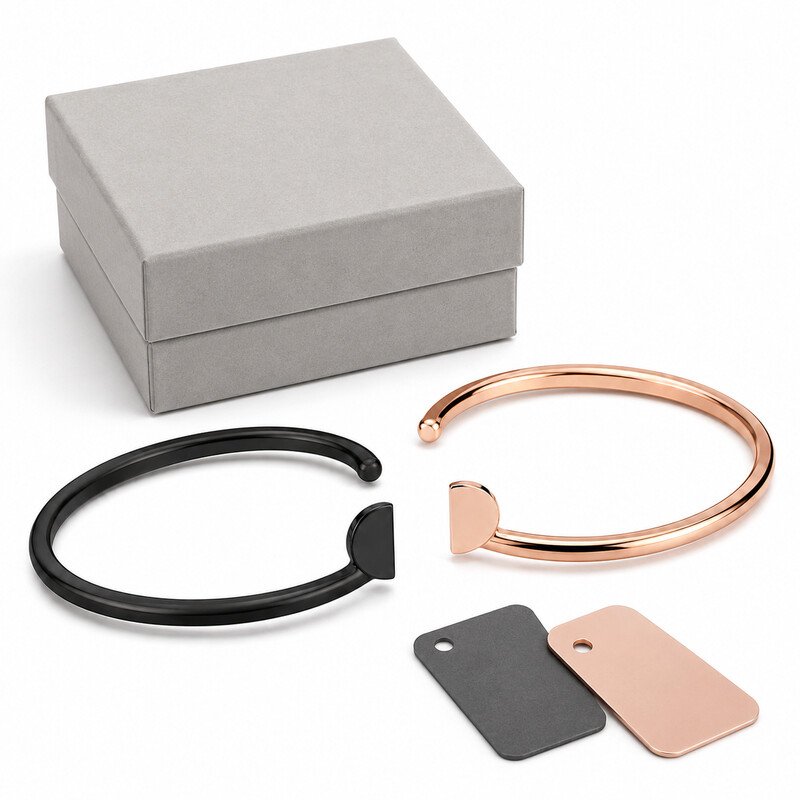 Custom stainless steel couple bracelet set OEM packaging