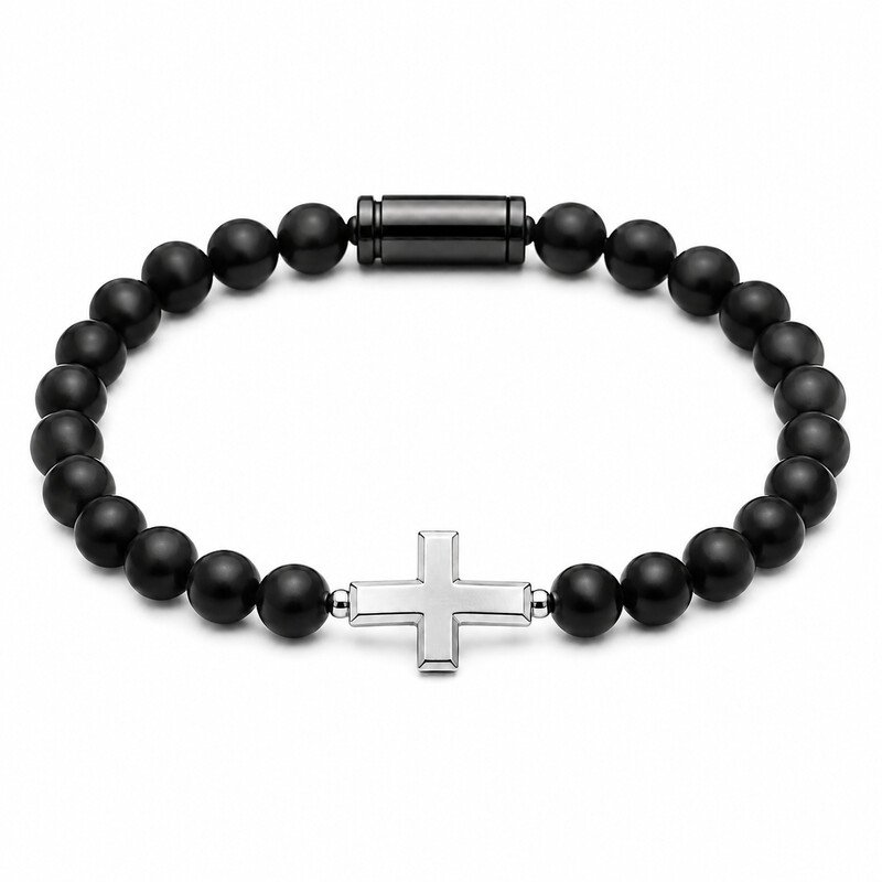 Cross centerpiece and magnetic clasp detail