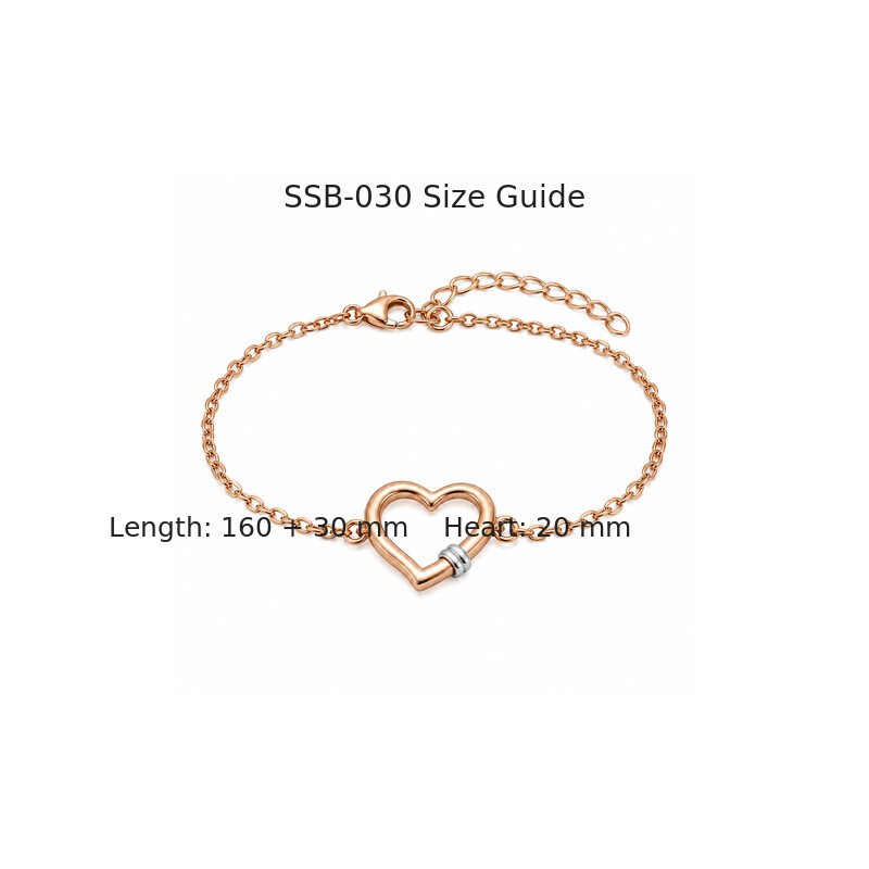 Heart chain bracelet size guide