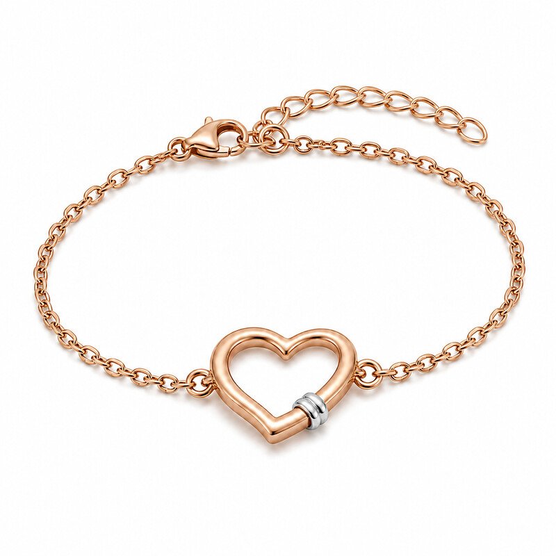 Open heart bracelet 45 degree view