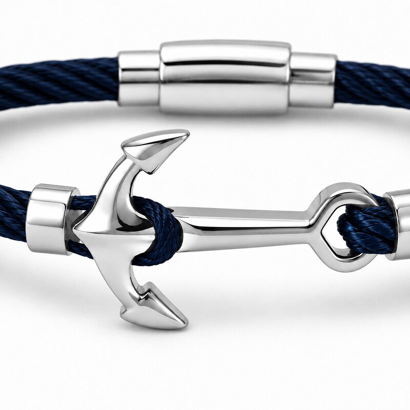 Anchor braided cable and clasp detail