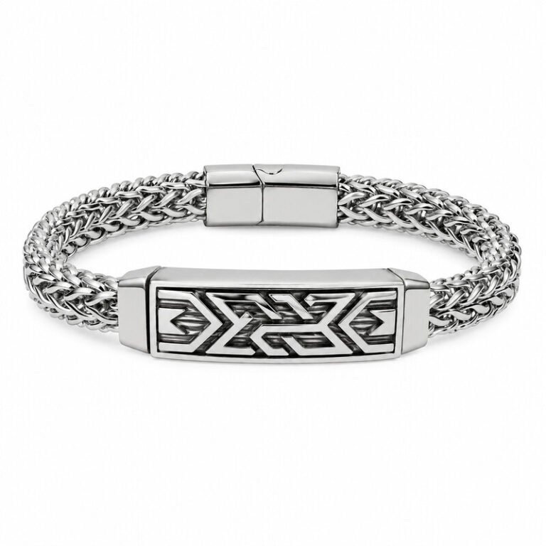Silver Viking bracelet front view