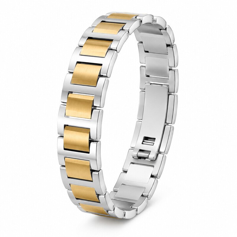 Two tone stainless steel bracelet front view