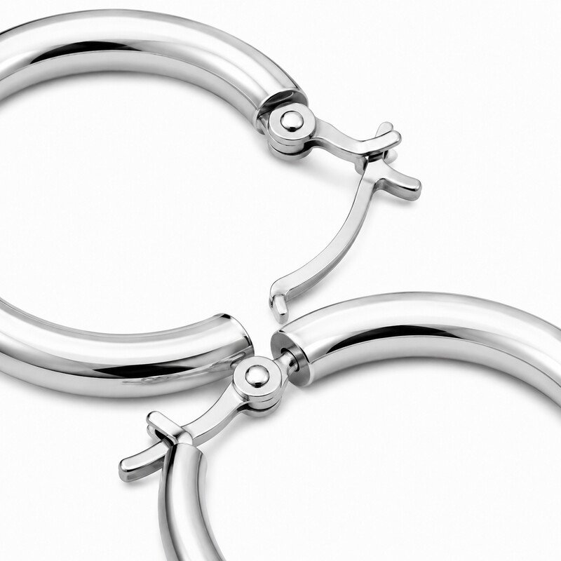 stainless steel hoop earrings - detail view