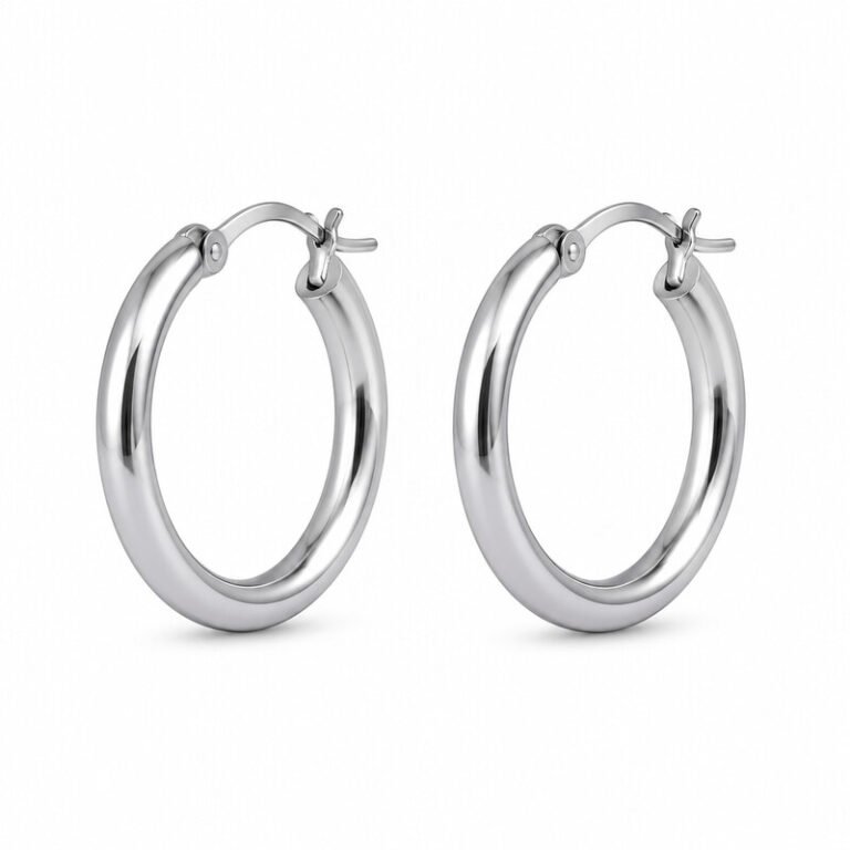 stainless steel hoop earrings - front view