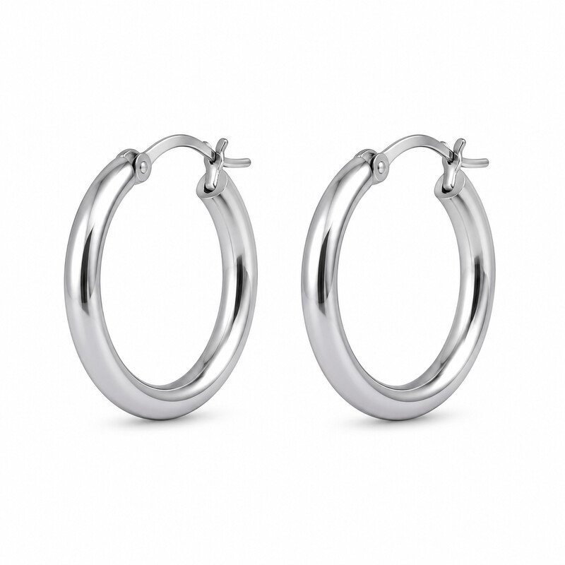 stainless steel hoop earrings - front view