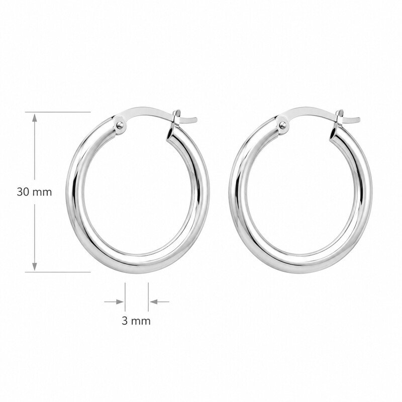 stainless steel hoop earrings - size view