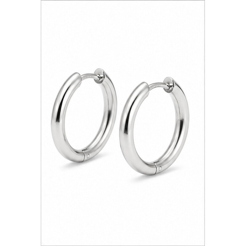 stainless steel small hoop earrings - angle view