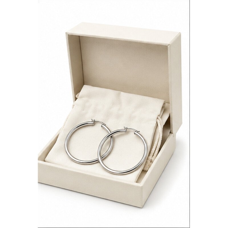 stainless steel large hoop earrings - packaging view