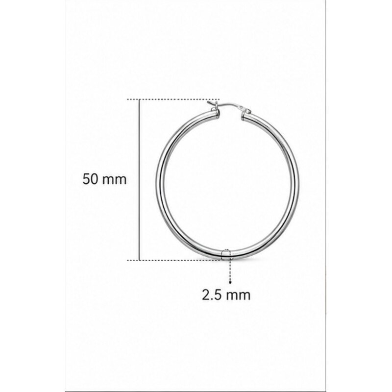 stainless steel large hoop earrings - size view