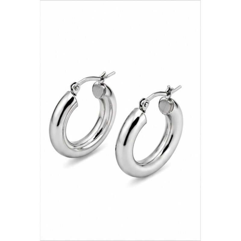 stainless steel chunky hoop earrings - angle view