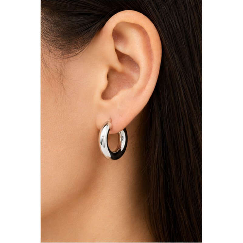stainless steel chunky hoop earrings - model view