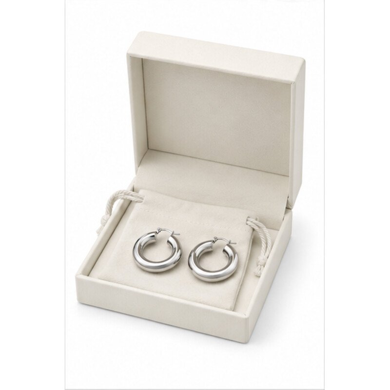 stainless steel chunky hoop earrings - packaging view