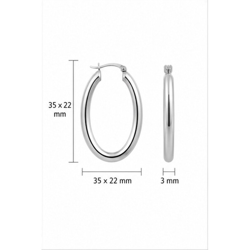 stainless steel oval hoop earrings - size view