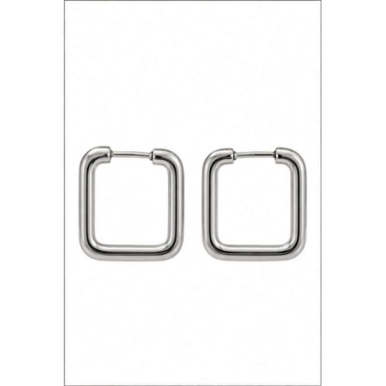 stainless steel square hoop earrings - front view