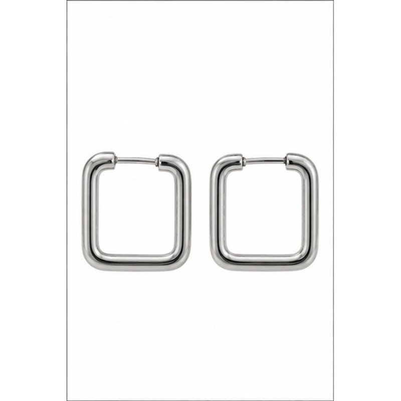 stainless steel square hoop earrings - front view