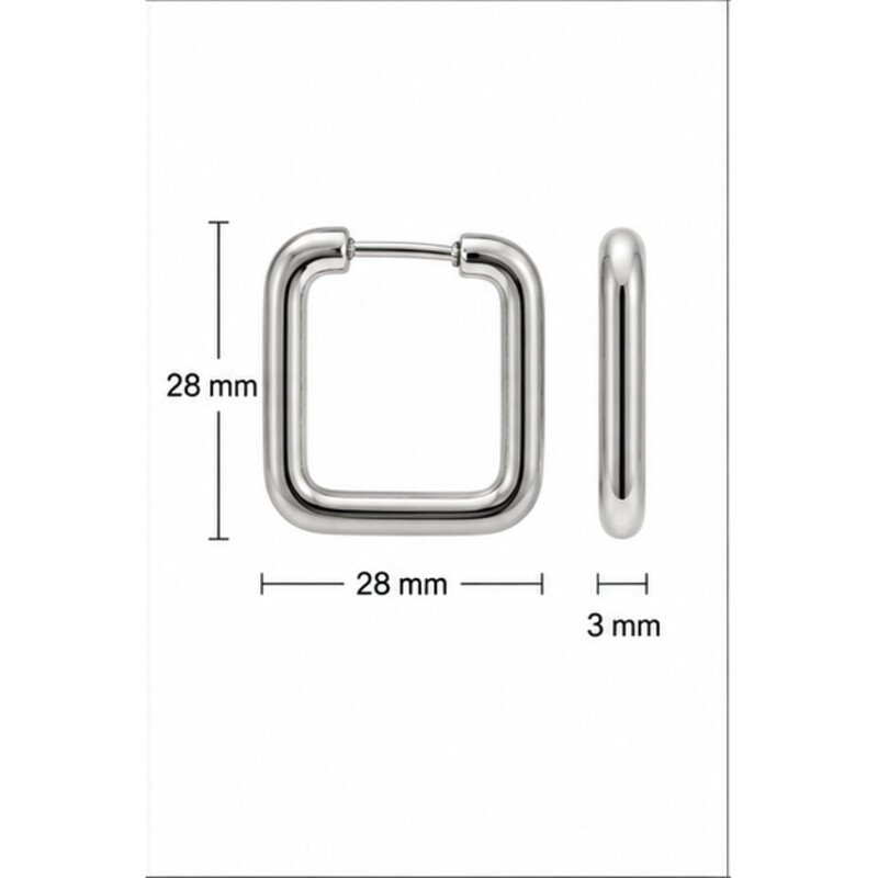 stainless steel square hoop earrings - size view