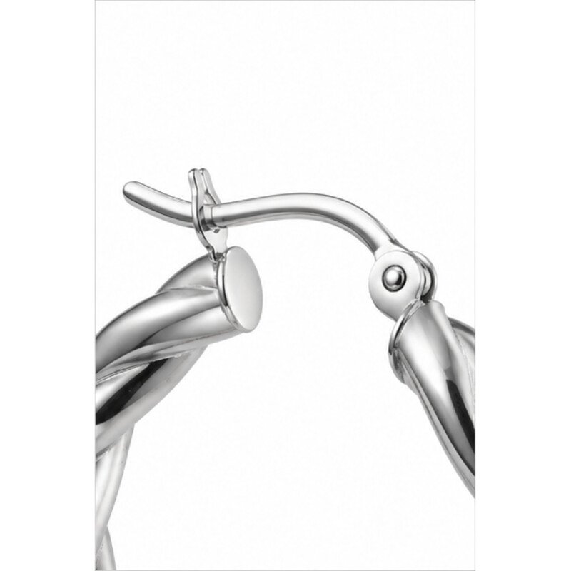 stainless steel twisted hoop earrings - detail view