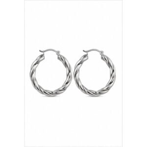 Stainless Steel Twisted Hoop Earrings