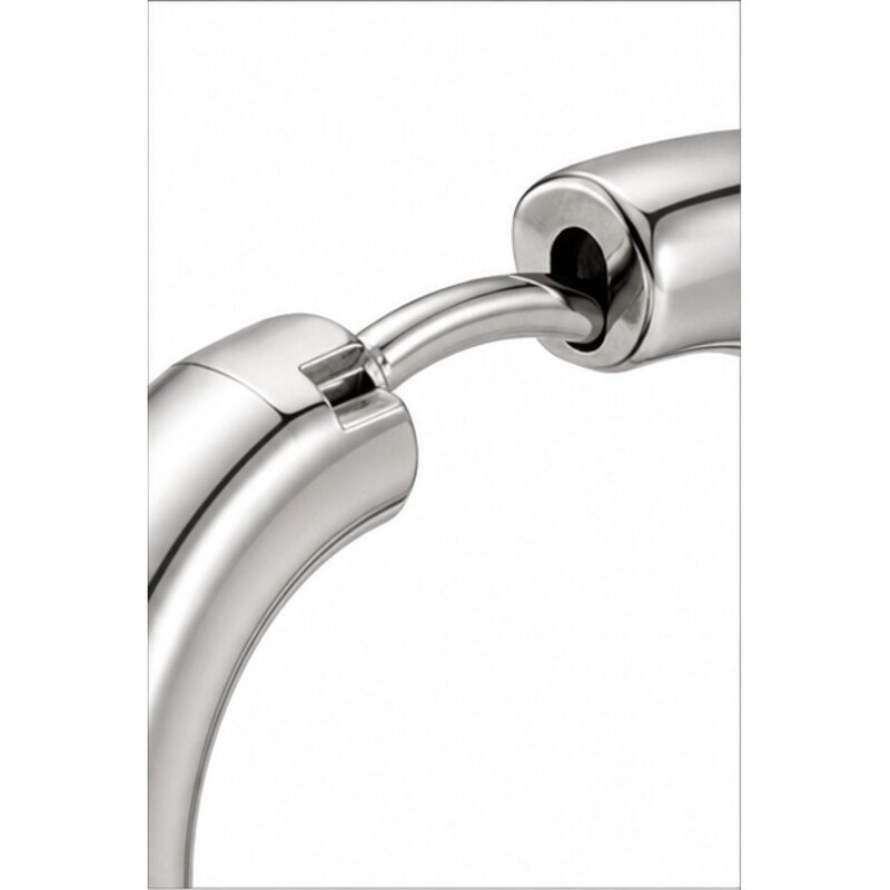 stainless steel huggie earrings - detail view