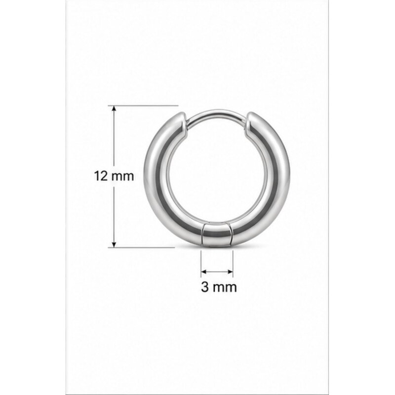 stainless steel huggie earrings - size view