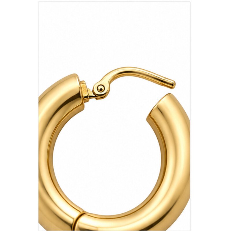 gold stainless steel huggie earrings - detail view