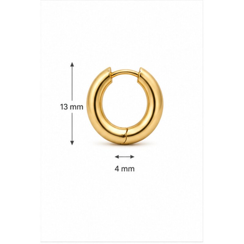gold stainless steel huggie earrings - size view