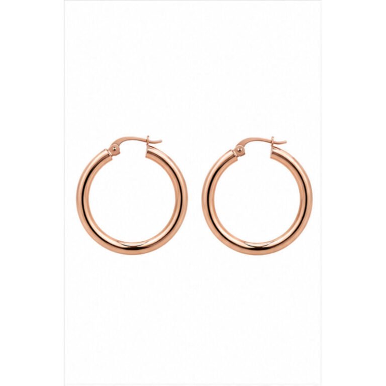 rose gold stainless steel hoop earrings - front view